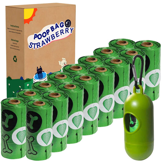DGAPHRO Lavender Scented Dog Poop Bags - Thick, Leak-Proof Rolls (16 Rolls, 240 Bags) with Dispenser and Leash Clip for Pet Cleanup and Outdoor Use