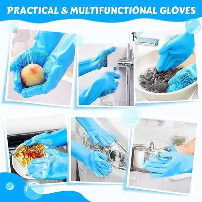 Professional Dog Grooming Silicone Gloves - Baby-Grade Material with 10mm High-Density Bristles for Pet Bathing, Massage, Hair Removal, and Deep Cleaning; Microwave-Safe and Oven-Safe Tools