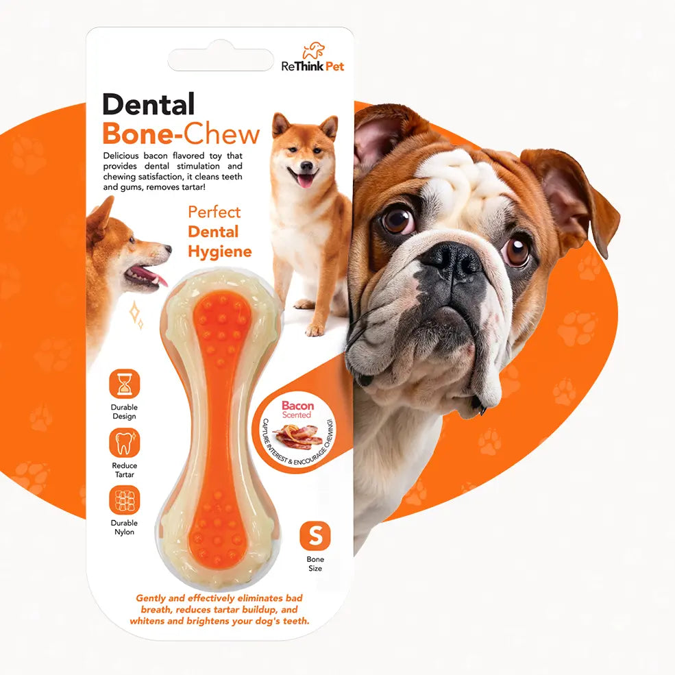 Rethink Pet Dental Bone Chew Toy, Bacon Scented for Dog Stimulation - Small, Durable Nylon Dog Toy for Dental Hygiene
