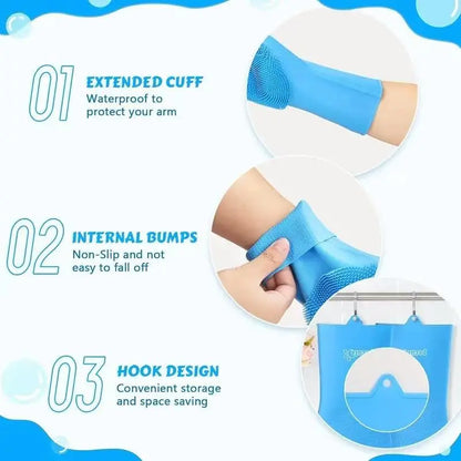 Professional Dog Grooming Silicone Gloves - Baby-Grade Material with 10mm High-Density Bristles for Pet Bathing, Massage, Hair Removal, and Deep Cleaning; Microwave-Safe and Oven-Safe Tools