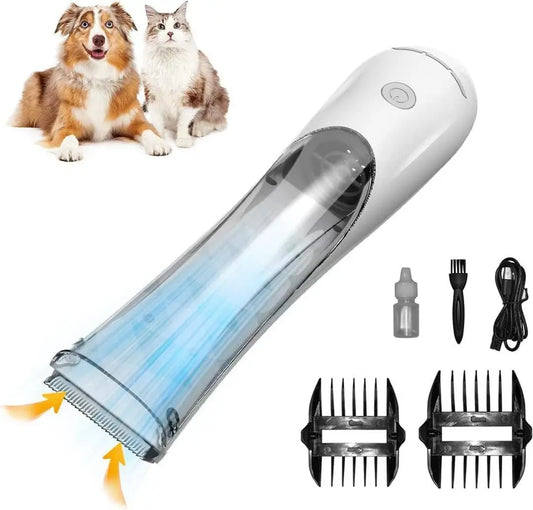 2-in-1 Portable Dog Grooming Vacuum and Clipper Kit with 3-Speed Low Noise Rechargeable Suction for Pet Hair Trimming and Shedding Accessories