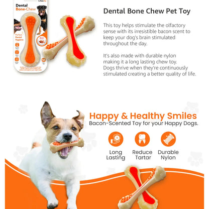 Rethink Pet Dental Bone Chew Toy, Bacon Scented for Dog Stimulation - Small, Durable Nylon Dog Toy for Dental Hygiene