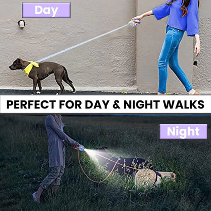 Pawzseek LED Retractable Dog Leash for Enhanced Nighttime Walking Experience