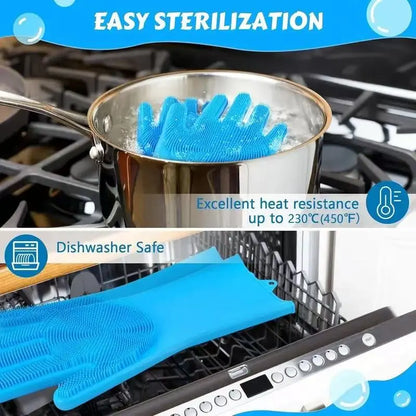Professional Dog Grooming Silicone Gloves - Baby-Grade Material with 10mm High-Density Bristles for Pet Bathing, Massage, Hair Removal, and Deep Cleaning; Microwave-Safe and Oven-Safe Tools