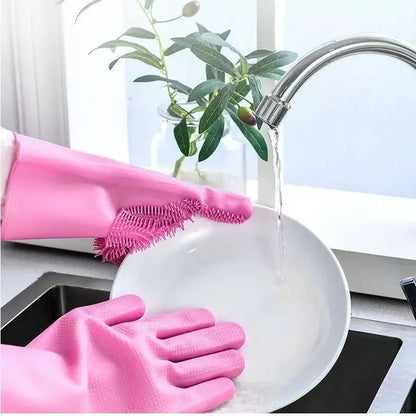 Professional Dog Grooming Silicone Gloves - Baby-Grade Material with 10mm High-Density Bristles for Pet Bathing, Massage, Hair Removal, and Deep Cleaning; Microwave-Safe and Oven-Safe Tools